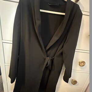 ZARA WOMAN Black Blazer Tie Front Jacket. Size XL